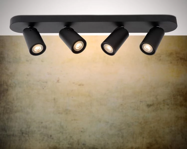 Lucide XYRUS - Ceiling spotlight - LED Dim to warm - GU10 - 4x5W 2200K/3000K - Black - atmosphere 2